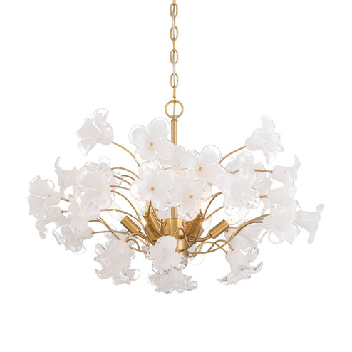 Bloome Six Light Chandelier in Legacy Brass (29|N2226-732)