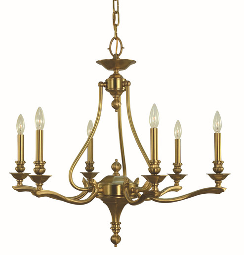 Fin De Siecle Six Light Chandelier in Brushed Brass (8|5952 BR)