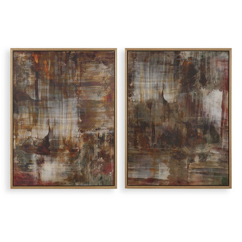 Molten Patina Framed Canvases, Set/2 in Light Oak (52|32433) Molten Patina Framed Canvases, Set/2 in Light Oak (52|32433)