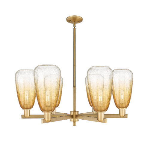 Arcadia Six Light Chandelier in Brushed Brass (405|716-6CR-BB-G480-6AM)