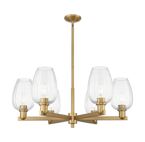 Arcadia Six Light Chandelier in Brushed Brass (405|716-6CR-BB-G457-6CL)