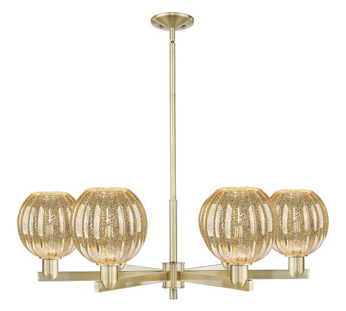 Arcadia Six Light Chandelier in Antique Brass (405|716-6CR-AB-G458-7ME)