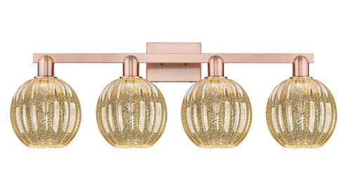 Arcadia Four Light Bath Vanity in Antique Copper (405|716-4W-AC-G458-7ME)
