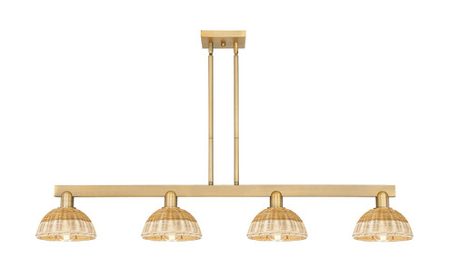 Arcadia Four Light Island Pendant in Brushed Brass (405|716-4I-BB-NBD2-75-NAT)