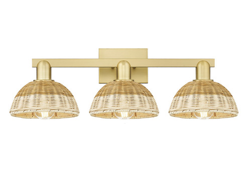 Arcadia Three Light Bath Vanity in Satin Gold (405|716-3W-SG-NBD2-75-NAT)