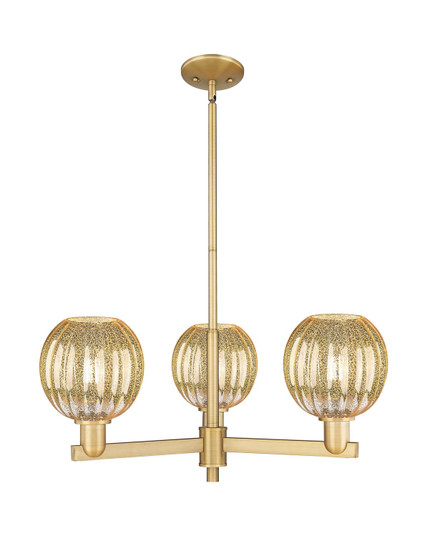 Arcadia Three Light Flush Mount in Brushed Brass (405|716-3CR-BB-G458-7ME)