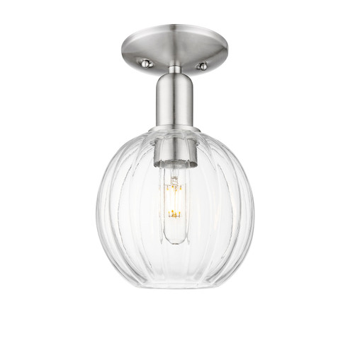 Arcadia One Light Semi-Flush Mount in Brushed Satin Nickel (405|716-1C-SN-G458-7CL)