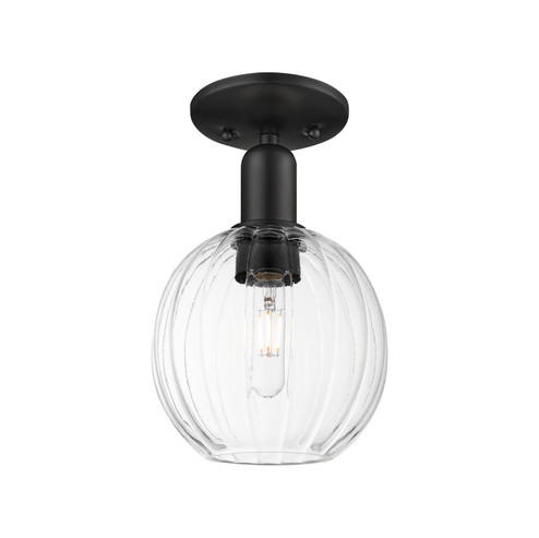 Arcadia One Light Semi-Flush Mount in Matte Black (405|716-1C-BK-G458-7CL)