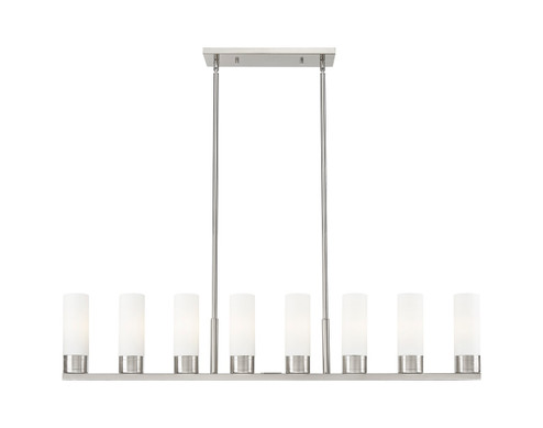 Downtown Urban Eight Light Linear Pendant in Satin Nickel (405|617-8I-SN-G617-8WH)