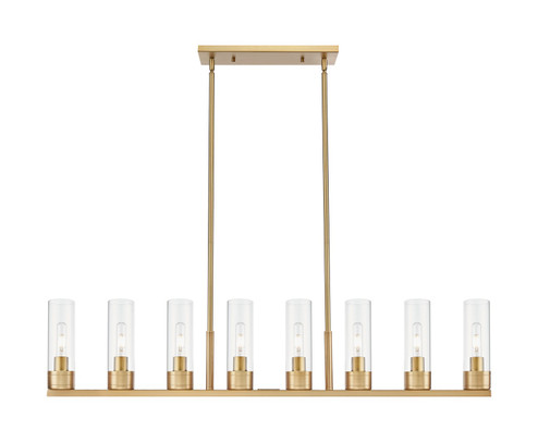 Downtown Urban Eight Light Linear Pendant in Brushed Brass (405|617-8I-BB-G617-8CL)