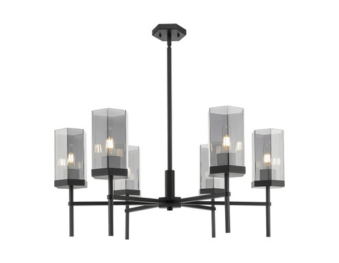 Downtown Urban Six Light Chandelier in Matte Black (405|463-6CR-BK-G463-8SM)