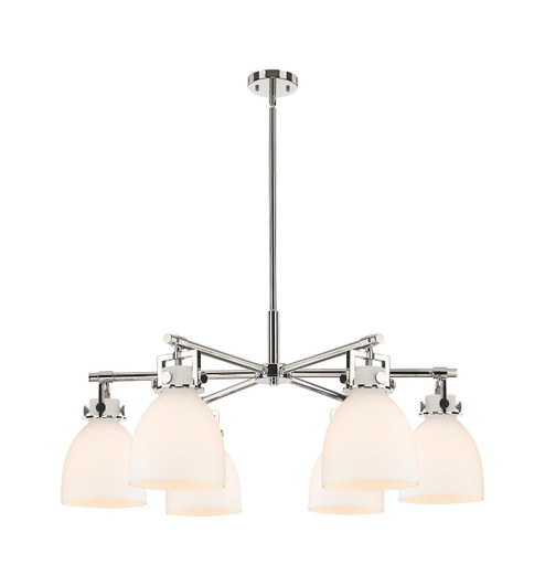 Downtown Urban Six Light Chandelier in Polished Nickel (405|411-6CR-PN-G412-7WH)