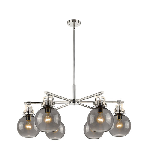 Downtown Urban Six Light Chandelier in Polished Nickel (405|411-6CR-PN-G410-7SM)