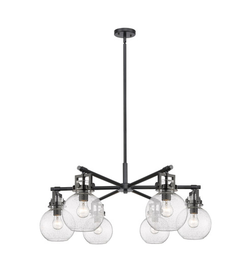 Downtown Urban Six Light Chandelier in Matte Black (405|411-6CR-BK-G410-7SDY)