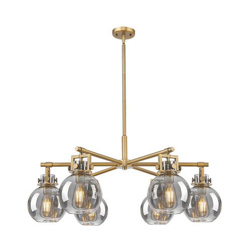 Downtown Urban Six Light Chandelier in Brushed Brass (405|411-6CR-BB-G410-7SM)