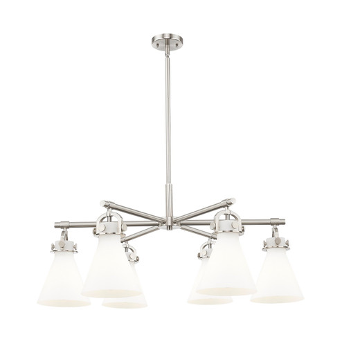 Downtown Urban Six Light Chandelier in Satin Nickel (405|410-6CR-SN-G411-7WH)