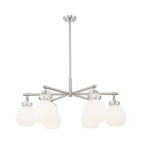 Downtown Urban Six Light Chandelier in Satin Nickel (405|410-6CR-SN-G410-7WH)