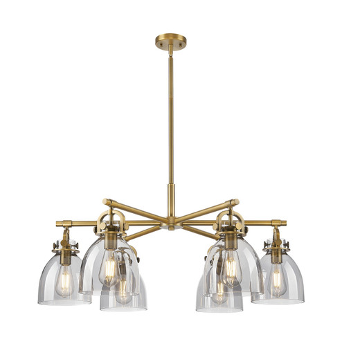 Downtown Urban Six Light Chandelier in Brushed Brass (405|410-6CR-BB-G412-7SM)