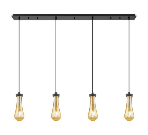Downtown Urban Four Light Linear Pendant in Brushed Matte Black (405|124-451-1P-BK-G451-4ME)