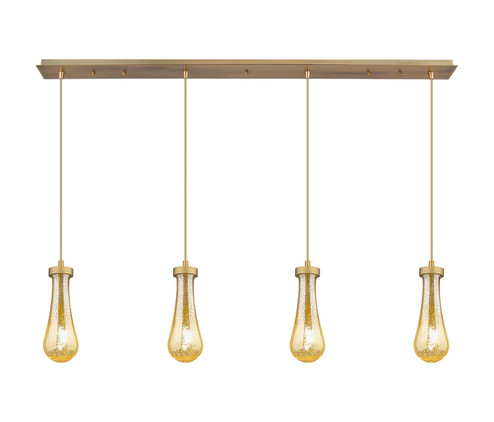 Downtown Urban Four Light Linear Pendant in Brushed Brushed Brass (405|124-451-1P-BB-G451-4ME)