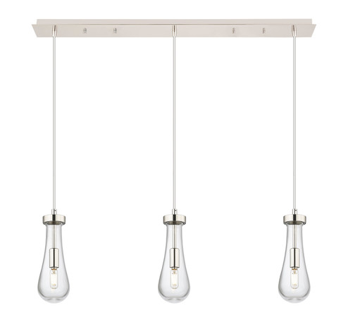 Downtown Urban Three Light Linear Pendant in Polished Nickel (405|123-451-1P-PN-G451-4CL)