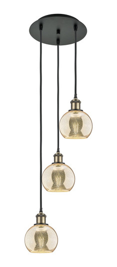 Ballston Three Light Pendant in Black Antique Brass (405|113B-3P-BAB-G128-6)