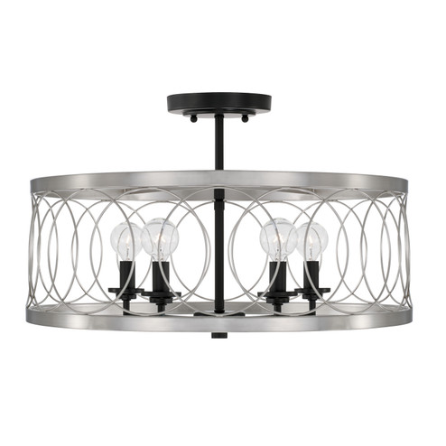 Madeline Four Light Semi-Flush Mount in Black Tie (65|AA1002BT)