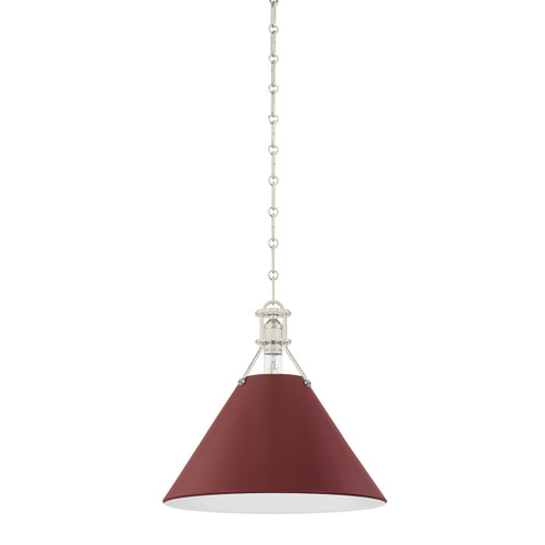 Painted No. 2 One Light Pendant in Polished Nickel/Soft Crimson (70|MDS352-PN/CRN)