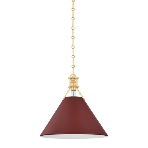 Painted No. 2 One Light Pendant in Aged Brass/Soft Crimson (70|MDS352-AGB/CRN) Painted No. 2 One Light Pendant in Aged Brass/Soft Crimson (70|MDS352-AGB/CRN)
