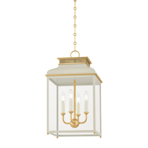 Houghton Four Light Lantern in Aged Brass/Off-White (70|MDS2400-AGB/OW)