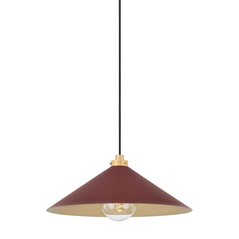 Clivedon One Light Pendant in Aged Brass/Soft Crimson (70|MDS1402-AGB/CRN)