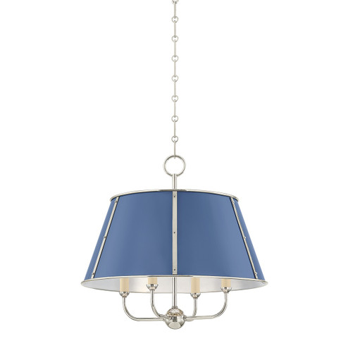 Cambridge Four Light Chandelier in Polished Nickel/Soft French Blue (70|MDS120-PN/FBL)