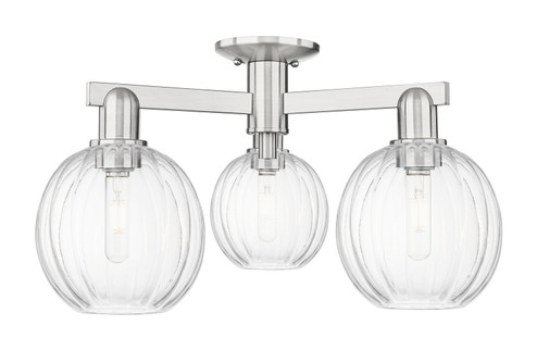Arcadia Three Light Semi-Flush Mount in Brushed Satin Nickel (405|716-3F-SN-G458-7CL)