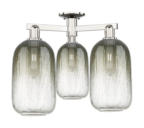 Arcadia Three Light Semi-Flush Mount in Polished Nickel (405|716-3F-PN-G482-7SL)