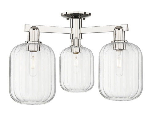 Arcadia Three Light Semi-Flush Mount in Polished Nickel (405|716-3F-PN-G460-7CL)
