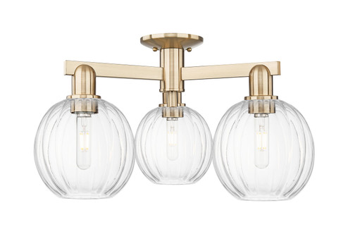 Arcadia Three Light Semi-Flush Mount in Champagne Bronze (405|716-3F-CB-G458-7CL)