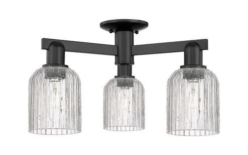 Arcadia Three Light Semi-Flush Mount in Matte Black (405|716-3F-BK-G559-5CL)