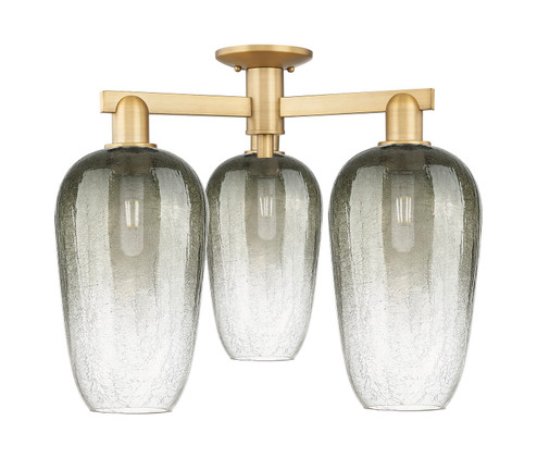 Arcadia Three Light Semi-Flush Mount in Brushed Brass (405|716-3F-BB-G484-7SL)