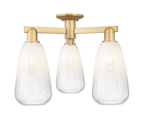 Arcadia Three Light Semi-Flush Mount in Brushed Brass (405|716-3F-BB-G480-6OP)