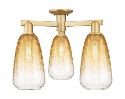 Arcadia Three Light Semi-Flush Mount in Brushed Brass (405|716-3F-BB-G480-6AM)