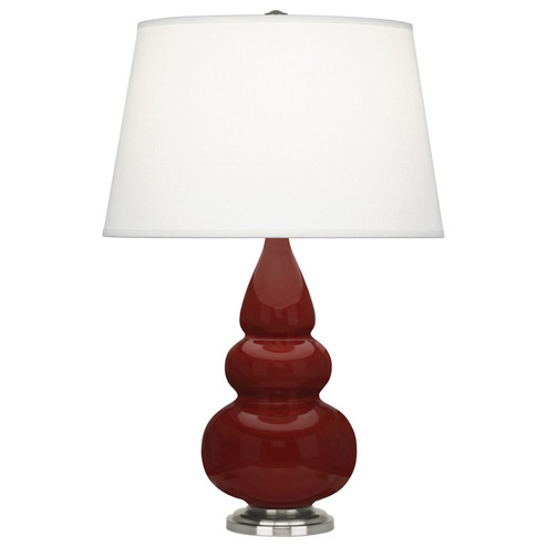 Small Triple Gourd One Light Accent Lamp in Oxblood Glazed Ceramic w/Antique Silver (165|OX32X)