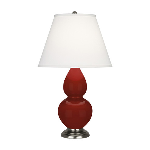 Small Double Gourd One Light Accent Lamp in Oxblood Glazed Ceramic w/Antique Silver (165|OX12X)