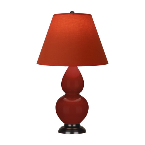 Small Double Gourd One Light Accent Lamp in Oxblood Glazed Ceramic w/Deep Patina Bronze (165|OX11T)