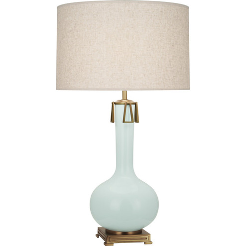 Athena One Light Table Lamp in Mint Glazed Ceramic w/Aged Brass (165|MN992)