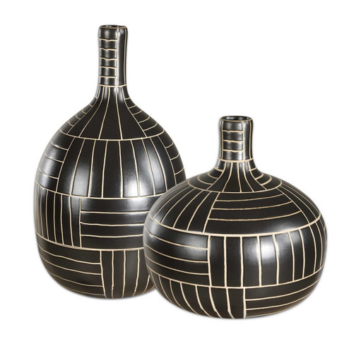 Graphite Vases Set/2 in Black (52|18271)