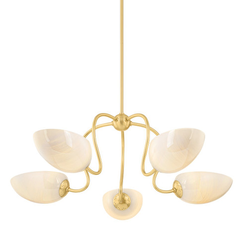Reva Five Light Chandelier in Aged Brass (428|H1064805-AGB)