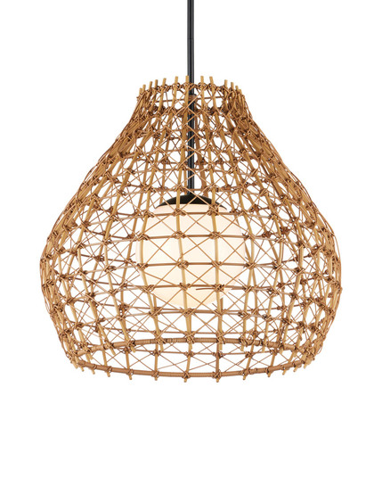 Bly Outdoor Pendant One Light Pendant in Natural / Black / Frosted White (142|9500-0014)