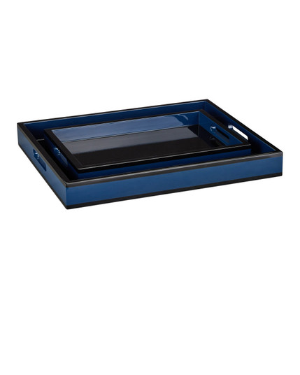 Lacquer Tray Set of 2 in Navy/Black (142|1200-1018)