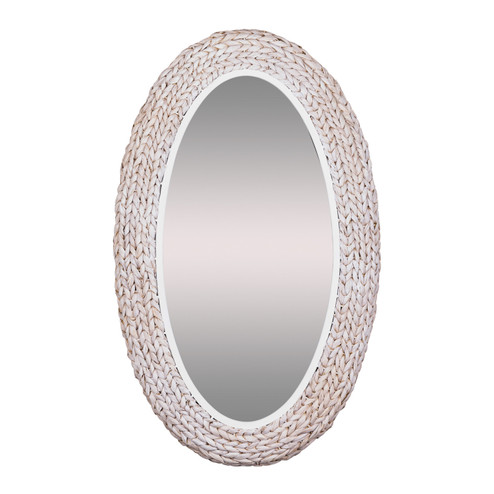 Athena Wall Mirror in Matte White/Whitewash Seagrass (137|457MI24MWW)