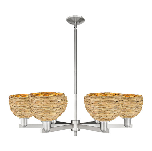 Arcadia Six Light Chandelier in Satin Nickel (405|716-6CR-SN-RBD-8-NAT)